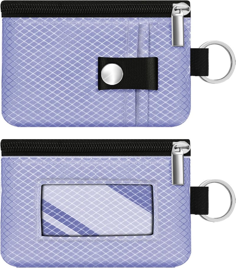 CCUMI Minimalist RFID Blocking Small Wallet with ID Window,WaterResistant Zip Id Case Wallet with Lanyard Keychain for Cards,Cash,Travel,Women,Men (Lavender Purple) - Image 3